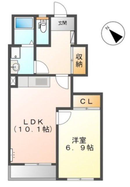 グランドヒルズ(1LDK/1階)の間取り写真