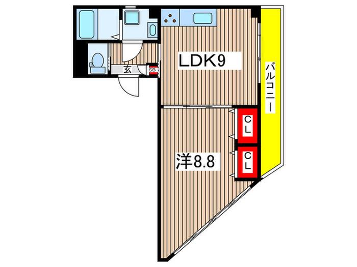 アムール鈴木(1LDK/5階)の間取り写真