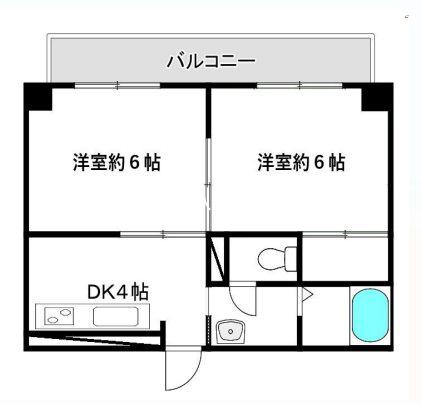 ハイツイースト(2DK/3階)の間取り写真