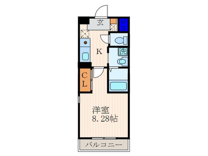 FIRST COURT五条新町(1K/4階)の間取り写真