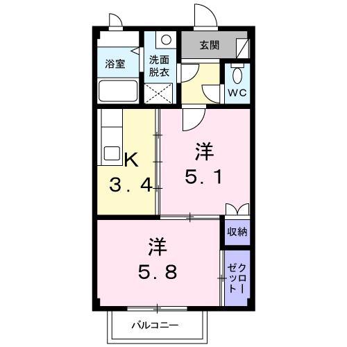エスポアールジュネス五番館(2K/1階)の間取り写真