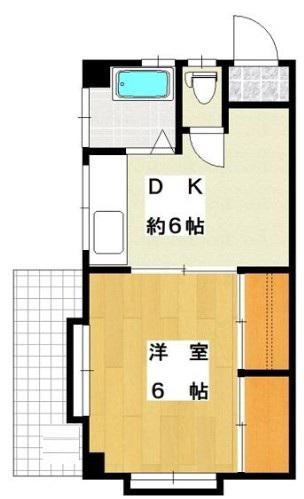 ハイツ旭(1DK/1階)の間取り写真