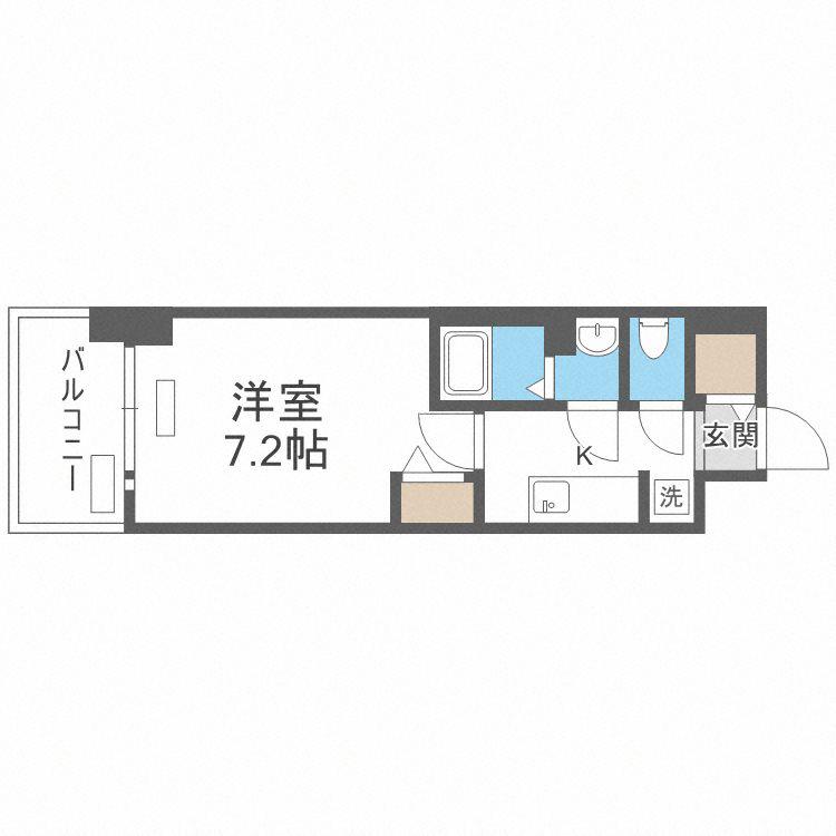 プレサンス大国町ラヴエニール(1K/2階)の間取り写真