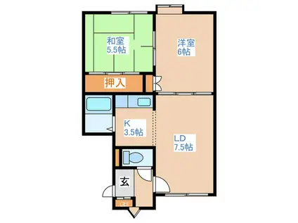 ソワレドメゾン(2LDK/2階)の間取り写真