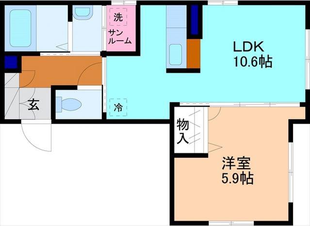 メルポート武蔵(1LDK/2階)の間取り写真