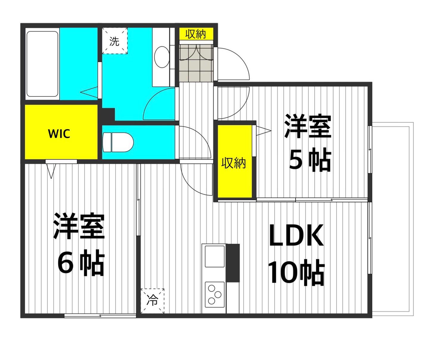 D-ROOM JR四条畷(2LDK/2階)の間取り写真