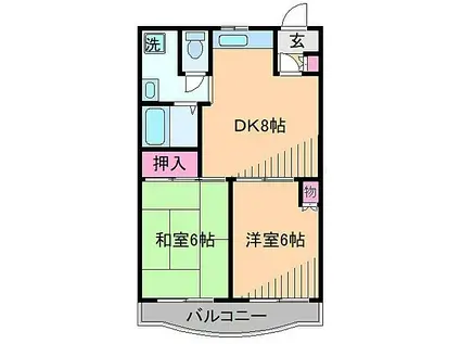 ロイヤルコート日吉(2DK/3階)の間取り写真