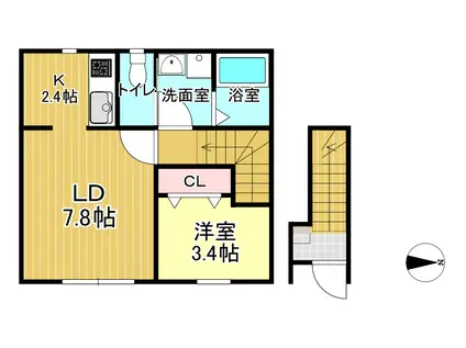 リレア新桜町(1LDK/2階)の間取り写真