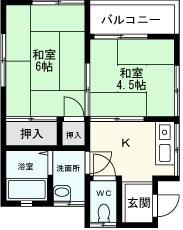 石井荘(2K/2階)の間取り写真