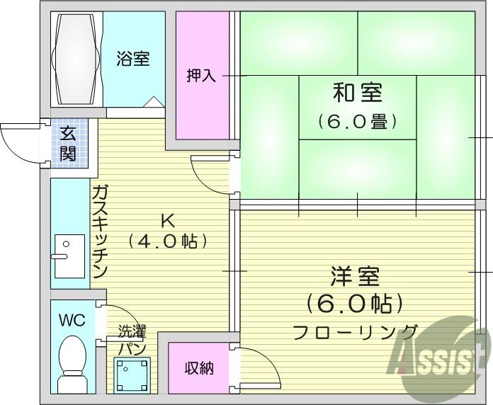 ファミール葉山(2K/1階)の間取り写真
