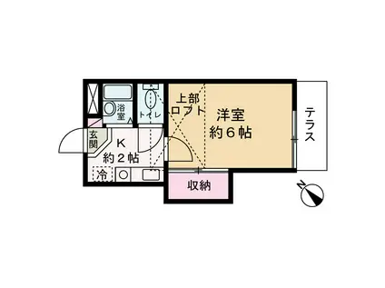 ノクターン(1K/2階)の間取り写真