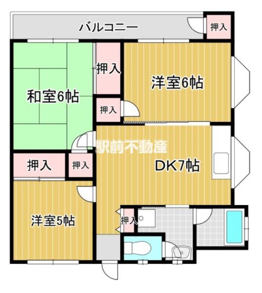 ハイライフみづほ(3DK/3階)の間取り写真
