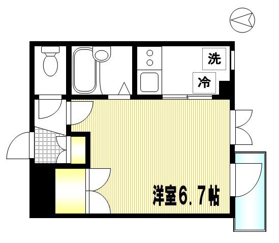 堀口ビル(1K/2階)の間取り写真