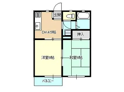 コーポななし(2DK/2階)の間取り写真