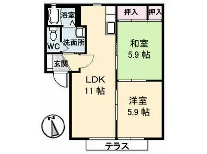 シャーメゾン美月(2LDK/1階)の間取り写真