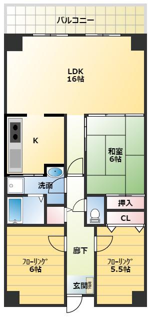 PHOENIX COURT 交野I(3LDK/2階)の間取り写真