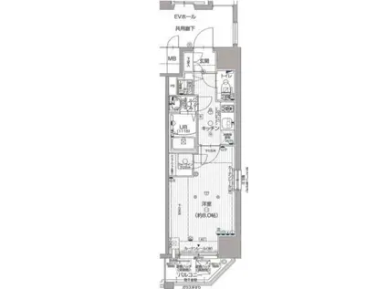 エスプレイス神戸ハーバーランド(1K/4階)の間取り写真