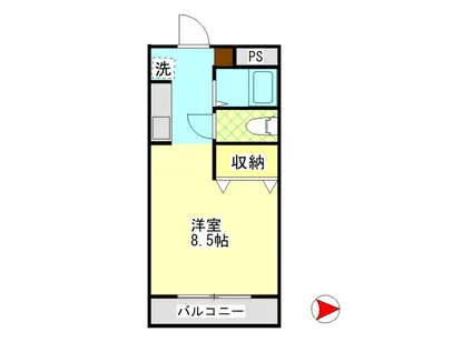 ウィステリアコート田ノ上II(1K/2階)の間取り写真