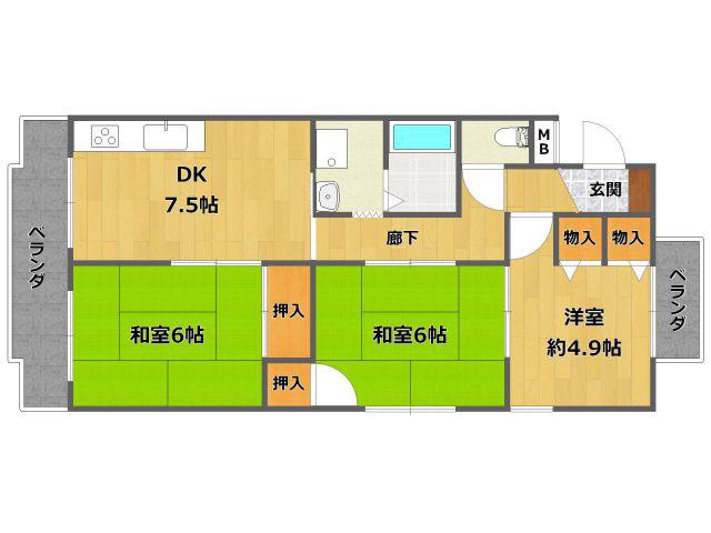 平成ハイツ(3DK/3階)の間取り写真
