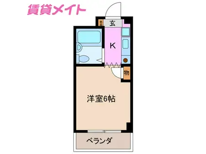 ランプハウス(1K/2階)の間取り写真