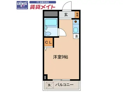 シティハウス松阪(ワンルーム/3階)の間取り写真