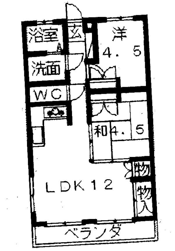 サンライズ幸(2LDK/1階)の間取り写真