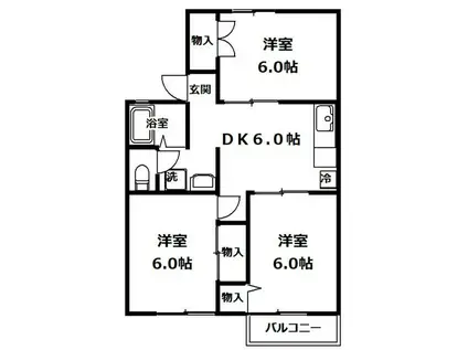 グリーンハイツ綾部(3DK/2階)の間取り写真