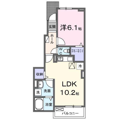 アイリスクルール(1LDK/1階)の間取り写真