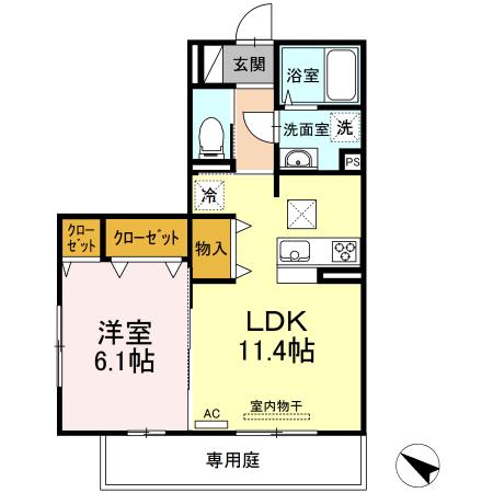 ベリッシモ(1LDK/1階)の間取り写真