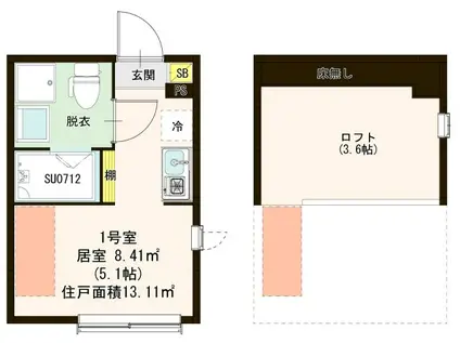 ハーモニーテラス春日町III(ワンルーム/2階)の間取り写真