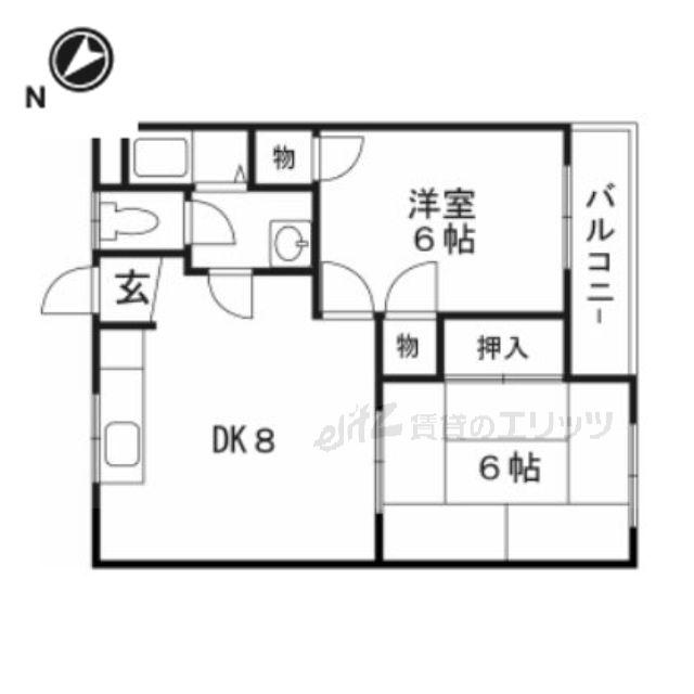サングレード高槻(2DK/2階)の間取り写真