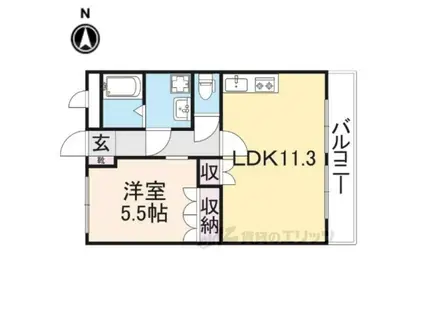 グランドヒルズ光(1LDK/2階)の間取り写真