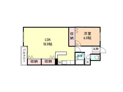 ソレイユ蓮花寺(1LDK/3階)の間取り写真