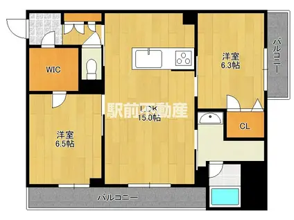 シャーメゾン県庁南(2LDK/1階)の間取り写真