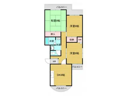 新檜尾台第1次29号棟(3DK/5階)の間取り写真