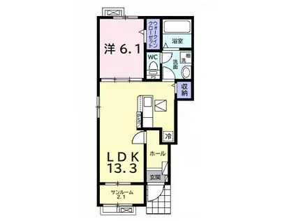 ラフォレスタシエロ LA FORESTA CIELO(1LDK/1階)の間取り写真