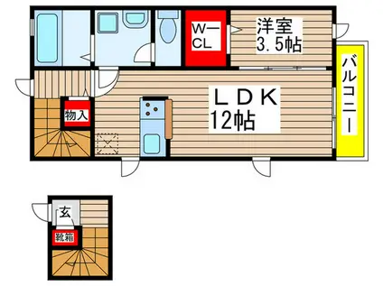 フローラ・コート(1LDK/2階)の間取り写真