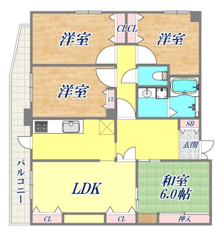 井本マンション(4LDK/5階)の間取り写真