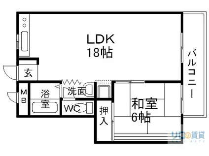 弥栄マンション(1LDK/1階)の間取り写真