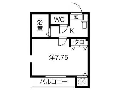 エクセラン柏森(1K/2階)の間取り写真