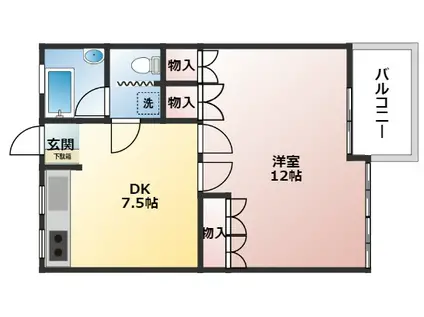 山木グリーンビル(1DK/5階)の間取り写真