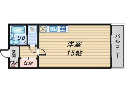 阪急宝塚線 豊中駅 徒歩11分 2階建 築37年(ワンルーム/1階)の間取り写真