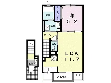 FIORE D(1LDK/2階)の間取り写真