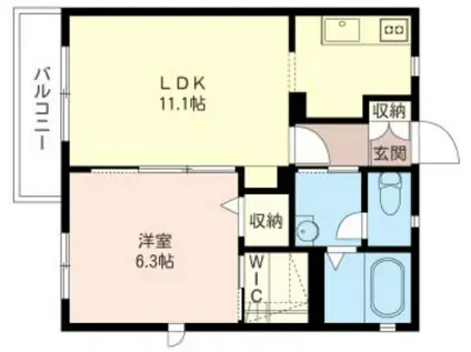 ディアコート(1LDK/1階)の間取り写真