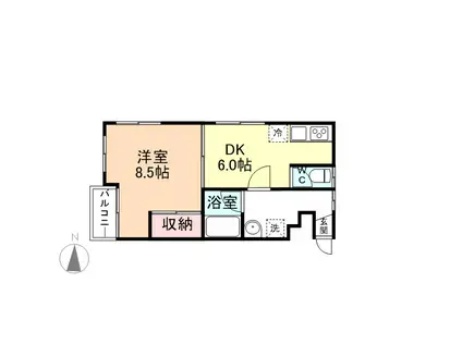 リッツI(1DK/1階)の間取り写真