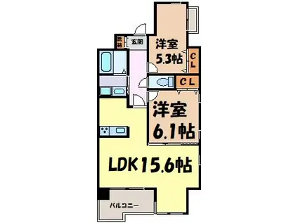 VERDE CUESTA 覚王山(2LDK/2階)の間取り写真
