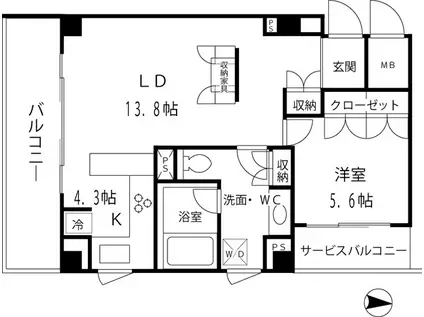 オークウッドハウス(1LDK/3階)の間取り写真
