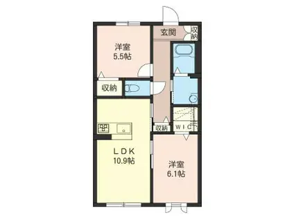 カーサピーノ(2LDK/1階)の間取り写真