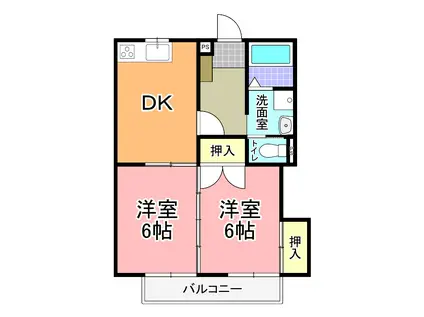 スパローハイツ(2DK/1階)の間取り写真