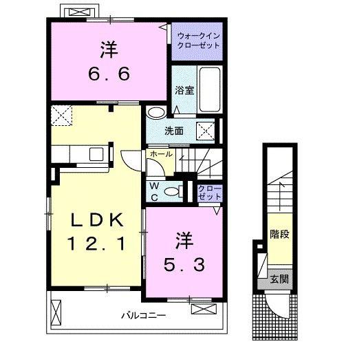 ハーモニーハイヴ(2LDK/2階)の間取り写真